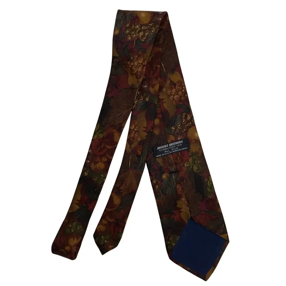 Lot (2): Brooks Brothers Ties Fall Floral Made in USA All Silk 3.5in